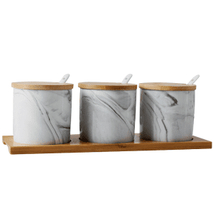 Boîte à Épices 4 Compartiments Avec Couvercle Transparent Et Cuillères - Présentoir Rose Pratique Pour Cuisine