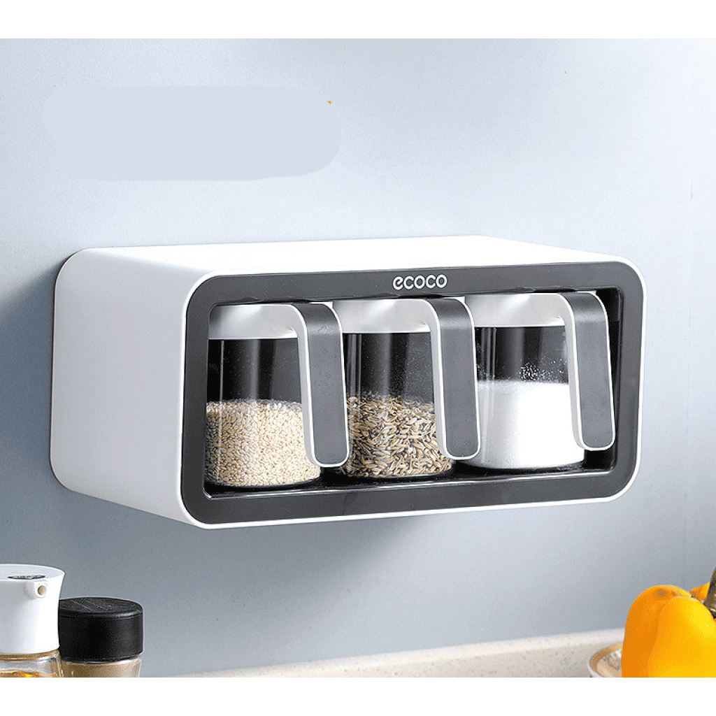 Étagère Murale Porte-Épices En Acier Inoxydable Noir - Organisateur De Cuisine Pour Condiments Et Produits De Toilette