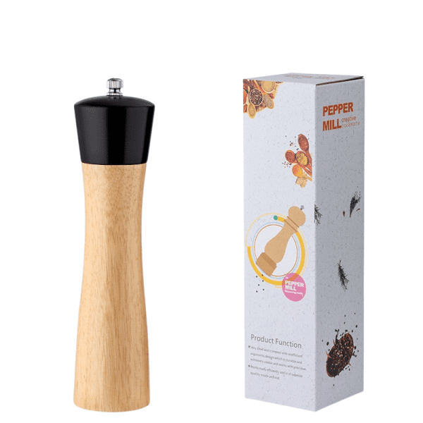 Lot de 2 Moulins à Poivre Sel Épices en Bois Manuels 40 cm, avec Meule Céramique, Rechargeable, Noir & Blanc - Maison