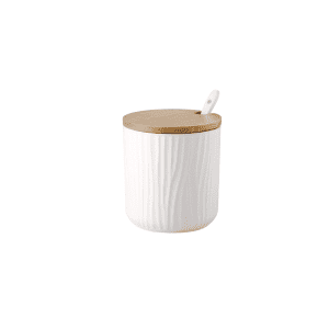 Pot Épices Céramique Bois 8cm Blanc