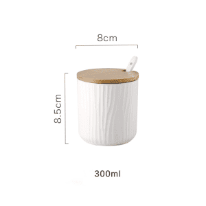Pot Épices Céramique Bois 8cm Blanc taille