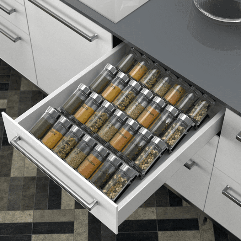 Organisateur à Épices Pour Tiroir - 24 Compartiments 12x5x2.5 Cm - Range Épices Modulable