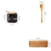 3 Pots Épices Céramique Bois 8cm Noir Support taille