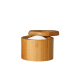 Puasok Lot De 2 Boîtes à Sel En Bambou Avec Couvercle Magnétique Et Cuillère - Récipient Épices Naturel Rond