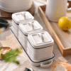 3 Pots Blancs Céramique Sucrier Support 3