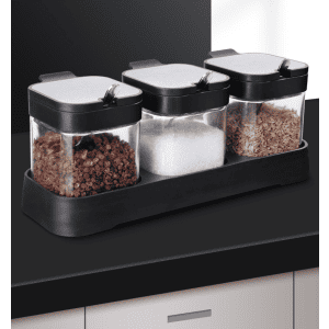3 Pots Verre avec Support Cuillère 1