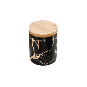 Pot Rond Céramique Bambou Doré Noir 360ml 1