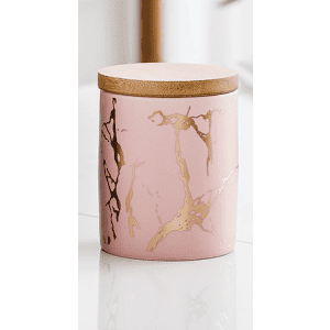 Pot Rond Céramique Bambou Doré Rose 360ml 1