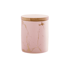 Pot Rond Céramique Bambou Doré Rose 360ml