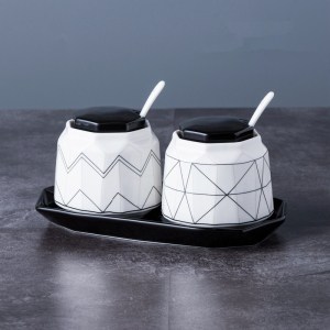 2 Pots Assaisonnement Support Céramique Style 2 1