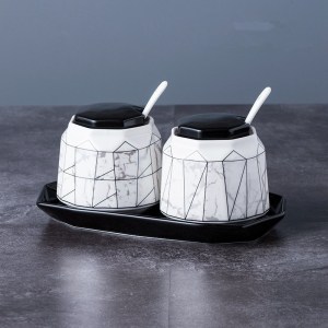 2 Pots Assaisonnement Support Céramique Style 3 1