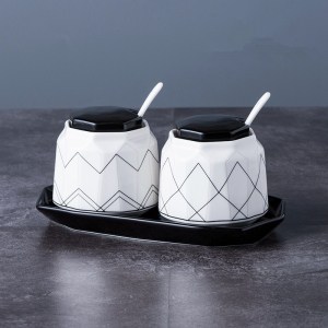 2 Pots Assaisonnement Support Céramique Style 4 1