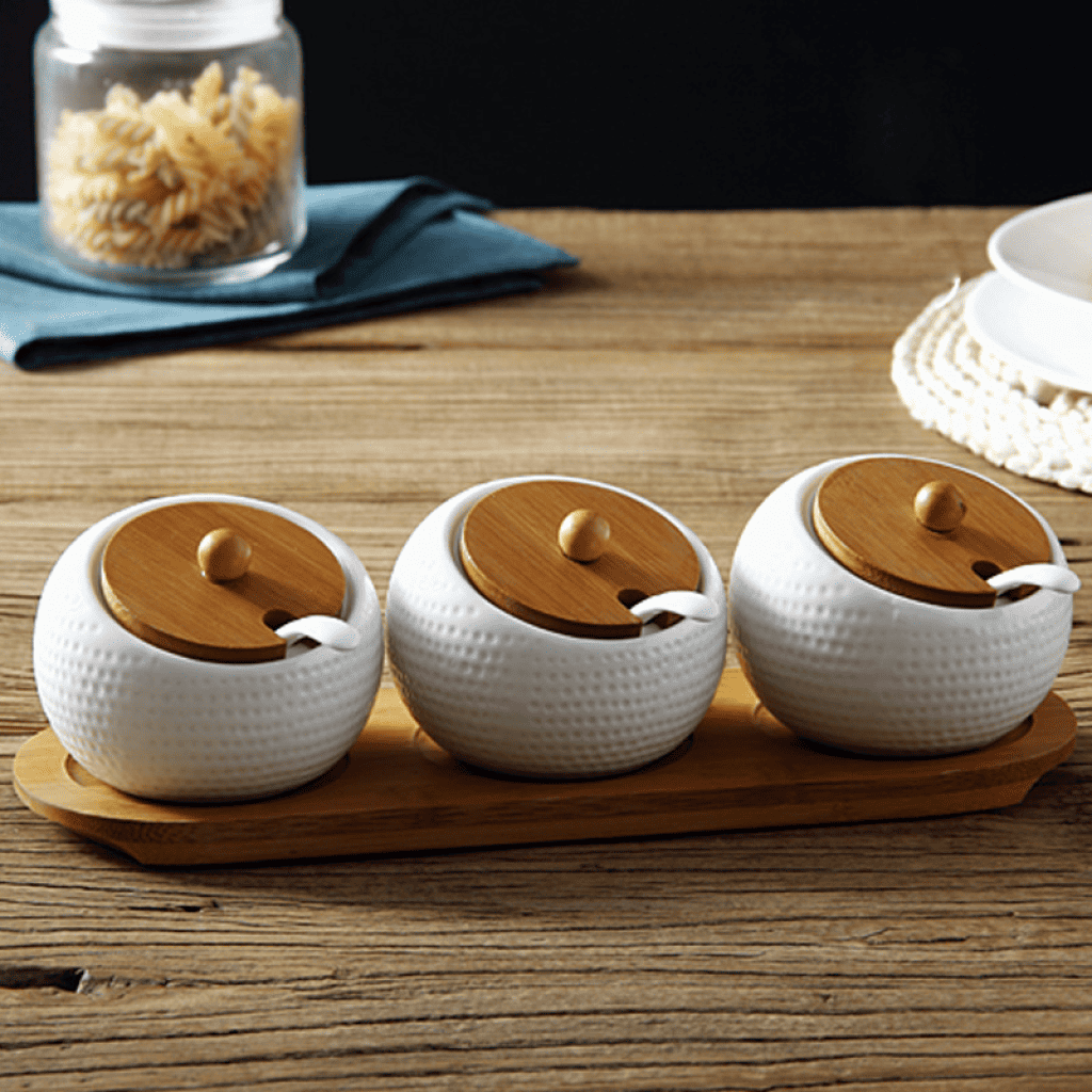 Lot De 3 Soupières/légumières Bodum En Verre Transparent Avec Support Rotin - Occasion